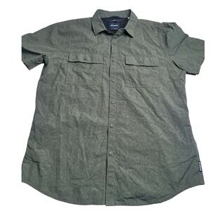Prana Green Short Sleeve Button Up Shirt Men's Slim Large